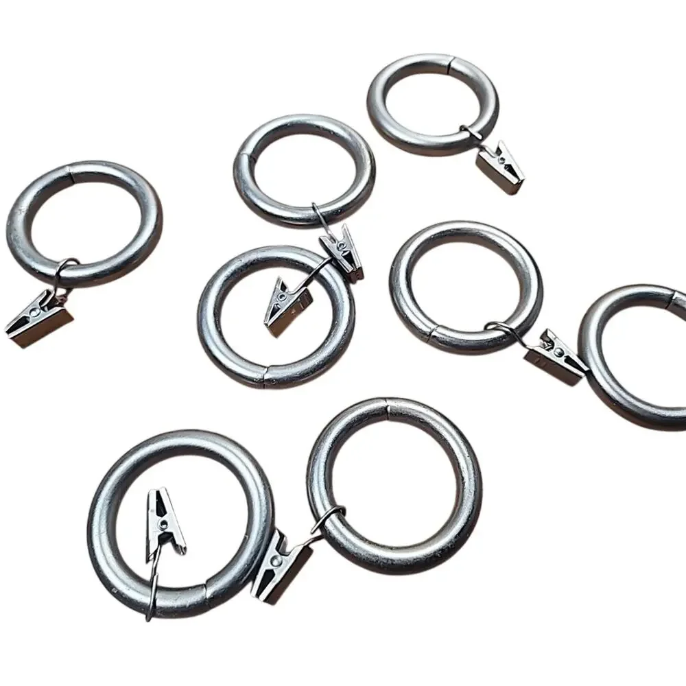 Pottery Barn 7 Curtain Drape Clip Rings Small Brushed Silver Finish 1.25